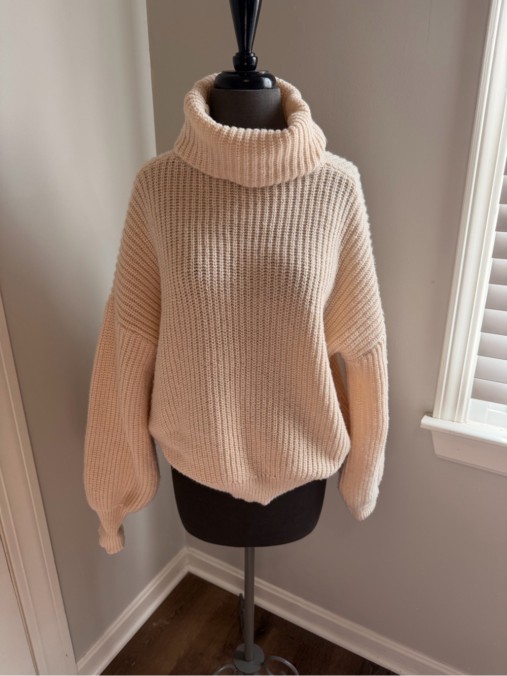 SHEIN Cream Oversized Turtleneck Chunky Knit Sweater